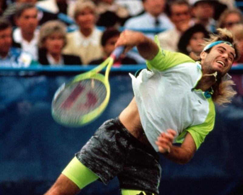 Andre Agassi playing Grand Slams in the 80s.